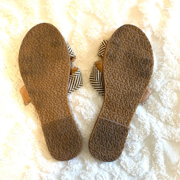 Olive Green/White Striped Buckled Sandals - Picture 4 of 4